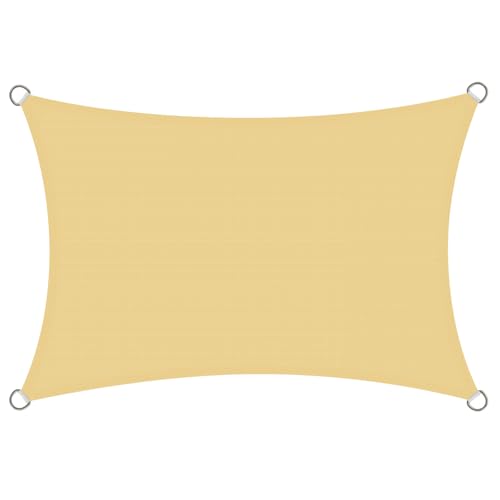 Rivenlo Toldo Vela Rectangular 3x4 m, Vela de Sombra 4x3 m HDPE Protección Rayos UV Resistente Transpirable Toldos para Exterior Terraza Patio Jardín, Arena