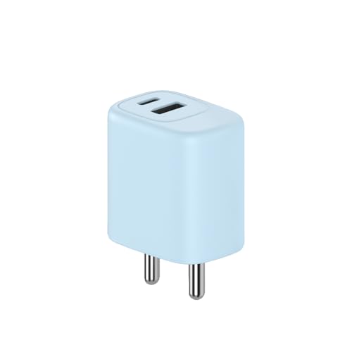 Image of DeperAI 25W 2-in-1 Fast Charger[MFi-Certified], Compatible with iPhone, Samsung, Realme, Redmi, Android, Oppo, Vivo, iPad, and Others, Wall Adapter GaN III PD3.0 Charger, Supports UFCS, Wrap (Blue)