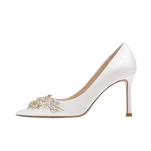 Talons pour femmes en satin de rayonne et cristaux, escarpins de luxe pour mariée