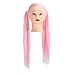 Head Model Practice Wig, Pink Long Hair, Mannequin Head, High Temperature Hairdressing Hair Styling Training Head for Student Beauty Teachers