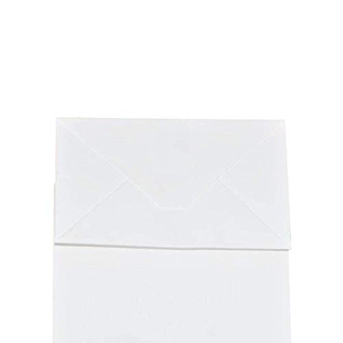Image of Sturdy Small White Kraft Paper Bags with Handles Bulk, Bagmad Gift Bags 5.25x3.25x8 inch 100 Pcs Pack, Craft Grocery Shopping Retail Party Wedding Bags Sacks (White, 100pcs)