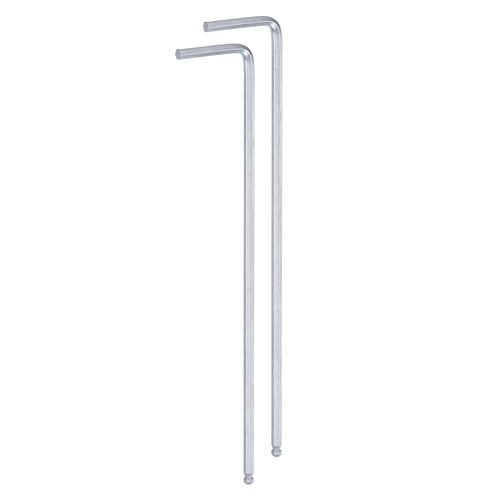sourcing map 2pcs Ball End Hex Key Wrench 2.5mm L-Shape Extra Long Arm Hexagon Metric Wrenches Chrome Vanadium Steel Repairing Tool for Home Repair, Silver Tone