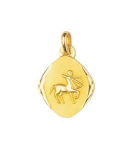 Médaille Sagittaire or jaune 18k pendentif zodiaque ovale pour femme et homme