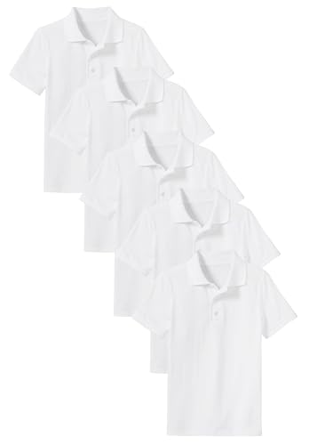Image of Galaxy by Harvic Polo Shirt for Boys - 5 Pack School Uniform for Boys, Tagless Cotton Blend - Soft Comfortable Everyday Wear