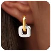 Dangle Gold Earrings for Women Trendy: Teardrop Earrings 14K Gold/Silver Plated Huggie Hoops Lightweight Hanging Teardrop and Ball Drop Earrings Hypoallergenic