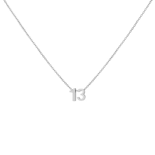 LOXUAKAM Lucky Number 13 Necklaces for Lover Silver Plated Pendant Necklace for Women Birthday Jewelry for Gift