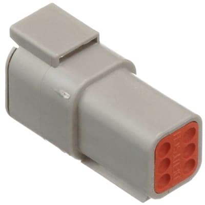 DTM04-6P, Housing for Male Terminals, 6 Position, Rectang, Contacts Not Included