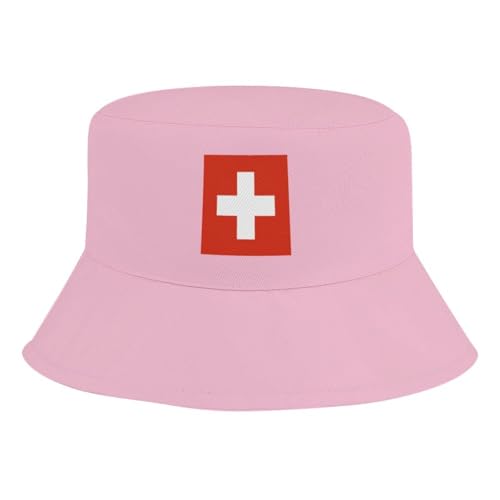 Bucket Hat for Boys and Girls, Switzerland Flag Pattern Lightweight,Nylon Packable Bucket Hats,Fun Outdoor Vacation