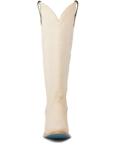 Lane Womens Jentry Knee High Embroidered Round Toe Casual Boots Knee High Mid Heel 2-3" - Off White4