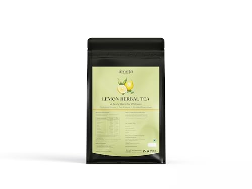 Image of Amrita Naturals Lemon Herbal Tea | 100% Natural Detox Blend with Ginger, Basil, Clove & Cardamom | Supports Immunity, Digestion & Relaxation | Can Be Brewed in Hot or Cold Water | 1 kg Pack