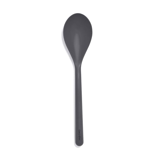 GreenPan Silicone Solid Spoon, Mixing Stirring Serving, Cooking Kitchen Utensil, Flexible Rubber Nonstick Cookware, Rigid Steel Core, Heat-Resistant, Anti-Slip Handle, BPA-Free, Dishwasher Safe, Gray
