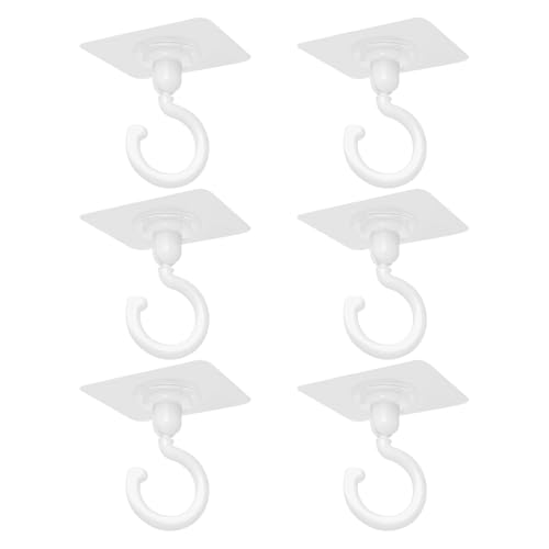 ZBHDEYG Lot de 6 Crochets Adhésifs Rotatifs pour Plafond et Mur - Polyvalents pour Cuisines et Salles de Bain