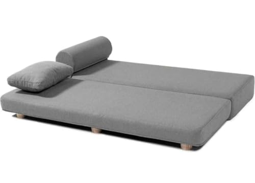 Image of SOUL CRAFT Modern Modular Daybed /Fold-Out Sleeper, Beige, Velvet Fabric, Converts to 2 Single Beds or 1 Queen Bed, with Mattress 203 cm x 74 cm(6.66 ft x 2.43 ft) (Grey)