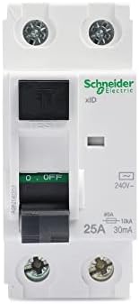 Schneider Electric 25A 2-Pole RCCB 30mA | Residual Current Circuit Breaker for Shock & Fire Protection | DIN Rail Mount | Reliable Leakage Protection for Home, Commercial & Industrial Use (A9N16234)