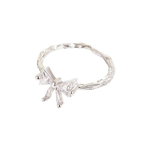 Bague zircon irrégulier et nœud empilable en argent pour femme
