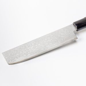 ZA18 Laminated Stainless Steel Nakiri Hocho (Vegetable Kitchen Knife) 165 mm Suminagashi (Marbling Print) Pattern, Double Bevel