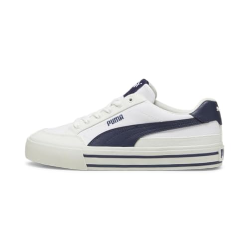 PUMA Mens Court Classic Vulc Sneaker, PUMA Mens White-PUMA Mens Navy-Vapor Gray, 13