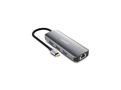 URBAN FACTORY Hub USB-C 8 en 1 con 3 USB-A / 1 HDMI 4K / 1 RJ45 / 2 lectores de tarjetas y 1 USB-C de 100 W PD Pass Thru