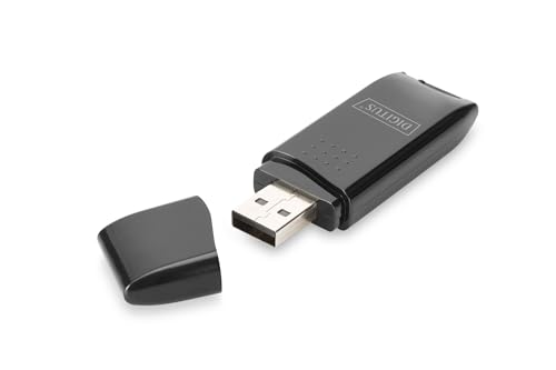 DIGITUS Lector de Tarjetas USB 2.0 para Tarjetas de Memoria   Admite Tarjetas SD, SDHC, SDXC y Micro SD   480 Mbit/s   Plug & Play   Negro