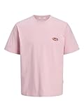 Col rond JACK & JONES T-Shirt Homme imprimé Jortavira Type Back Teess Crew Neck Oc25, Rose marbré, L