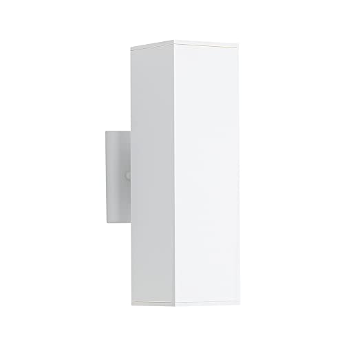 Image of Cerdeco 13 inch White Square Modern Outdoor Wall Light Exterior Wall Sconce | E26 Base,UL listed,Aluminum Up and Down Lights Outdoor Exterior Wall Light Fixture Porch Light for House Garage Patio Garden