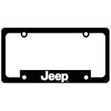 Jeep Logo License Plate Frame – Made in USA | Polypropylene Plastic 6.125' x 12.25' Fit | Classic Jeep Text Design by Detroit Shirt Company