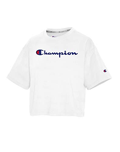 Champion Women's The Cropped TEE, White, Large
