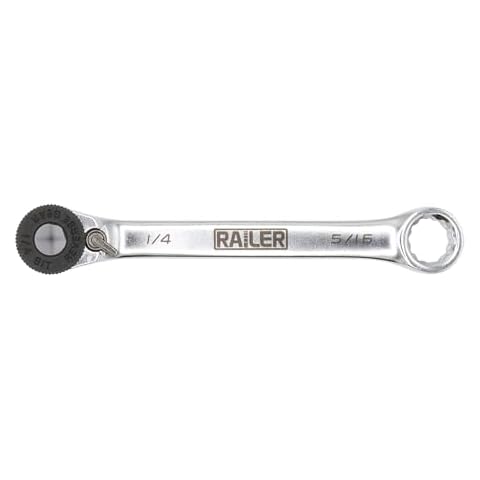 Railer Double Ended 1/4" Hex Mini Bit Ratchet | Industrial Strength Ratcheting Screwdriver with 5/16" Wrench Cover