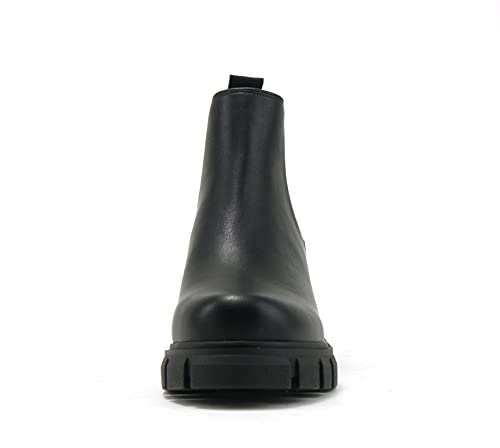 Soda PIONEER ~ Women Lug Sole Mid Heel Chelsea Fashion Ankle Bootie w/Double Elastic Gore (Black, 9.5) by Soda - Used condition - Image 3