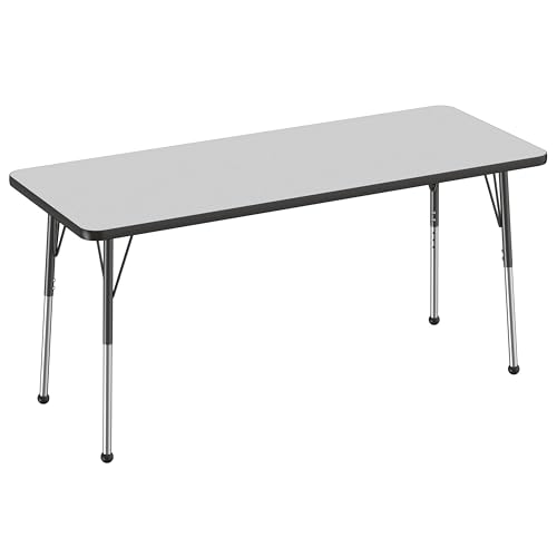 FDP 24" x 60" Rectangle Table with Ball Glide Legs - Gray/Black