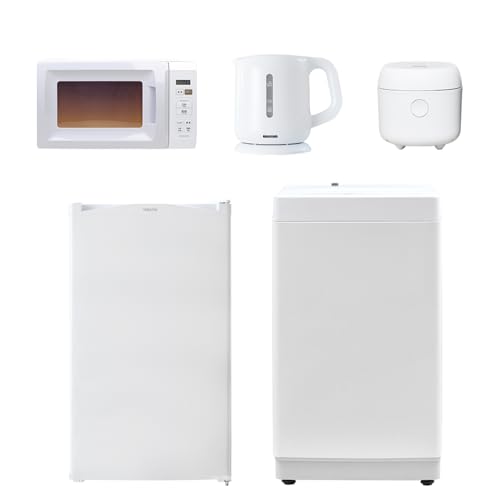 【新生活5点セット】 [山善] 冷蔵庫 92L & 洗濯機 6kg & 電子レンジ 17L & 炊飯器 3合 & 電気ケトル 1.0L 家電セット 新生活セット 新生活 新生活家電セット 一人暮らし コンパクト ホワイト