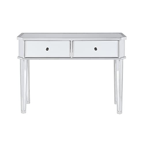 Powell Mirrored Silver Wood Console, 40"L X 16"W X 30"H #TOP5
