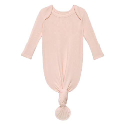 Posh Peanut Baby Knotted Gowns - Newborn Gowns For Girls, Baby Sleep Gown - Baby Girl Nightgowns (Sandy Blush Ribbed, 0-3 Months)