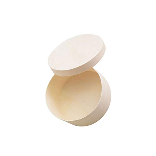 Caixa redonda de madeira Milisten inacabada, caixa de armazenamento de presente para boutique, redon