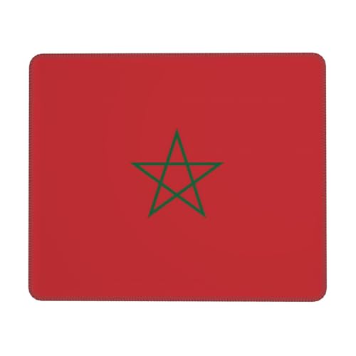 Tapis de souris carré drapeau du Maroc Tapis de souris de bureau Ordinateur Portable Bureau Souris sans fil Base en caoutchouc antidérapant Lavable 7,9 x 24,1 cm