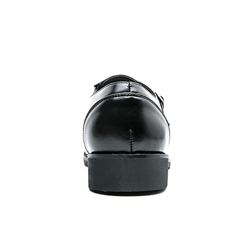 Oxford Shoes for Men Slip On Double Monk Strap Burnished Toe Faux Leather Rubber Sole Anti-Slip Block Heel Resistant Non Slip Casual(Black,10)3