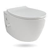 Alpenberger Antibakterielles Dusch WC Ohne Spülrand mit Einhebelarmatur | Wand WC Spülrandlos mit Nano Beschichtung | Hängetoilette Komplett Set & Toilettensitz | Toilette Made in Europa