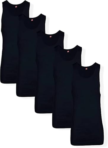 Image of Hanes Men's Tall 100% Cotton Ribbed Tank Tagless Undershirts, Multipack