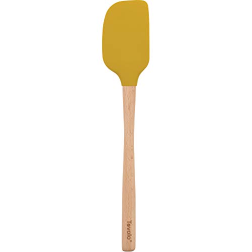 Tovolo 81-15685C Flex-Core Wood Handled Silicone Spatula, Non-Stick Heat-Resistant, BPA-Free, Dishwasher-Safe With Removable Angled Head, Sun Ray