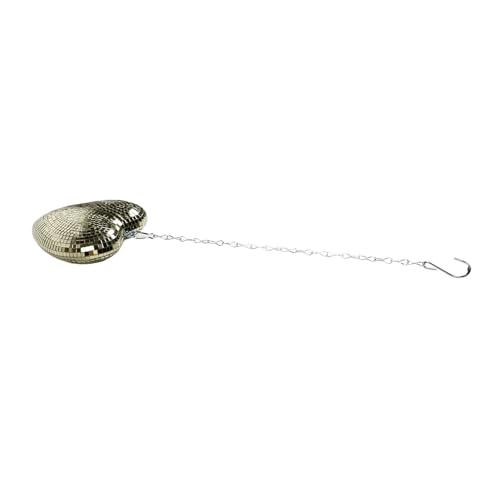 Bola espejada en forma de corazón, decoración brillante y reflectante con gancho y cadena para fiestas, bodas y eventos, material espuma con baldosas de vidrio espejado, 52 cm de largo (oro champán) miniatura 5