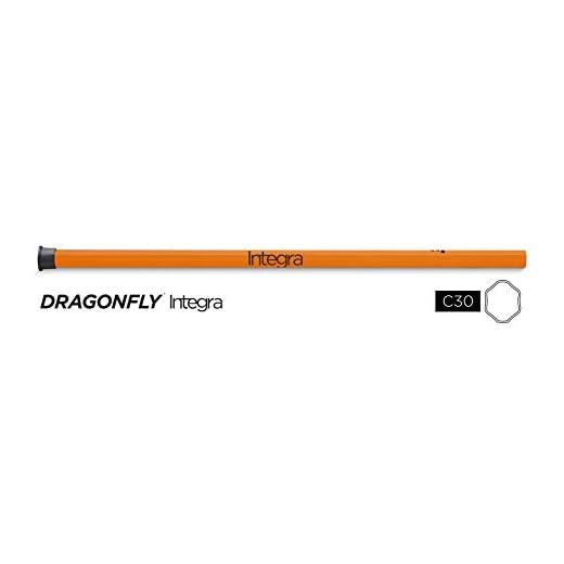 Epoch Dragonfly Integra Lacrosse Shaft for Attack/Midfield, 30", Soft-Flex iQ9 with Removable End Cap, C30, Technocolor Orange