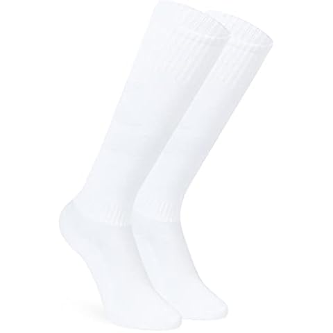 CityComfort Football Socks for Boys Girls, Long Hockey Rugby Socks, Knee High Breathable Reinforced Sole Sports Socks for Kids (White, 9-12 UK, 4-7 Years) Cover