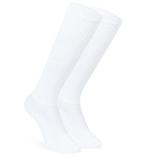 CityComfort Calcetines de Deporte para Niños, Medias de Fútbol Largas Niños, Calcetines Largos Hasta la Rodilla 4-13 Años (Blanco-1 Pack, 37-42)