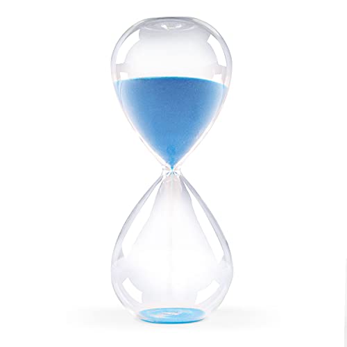 Hourglass Sand Timers - Swisselite Biloba Hourglass Sand Timer Inspired Glass/Home, Desk, Office Decor (8.5Inch-60Mins Blue) #TOP3
