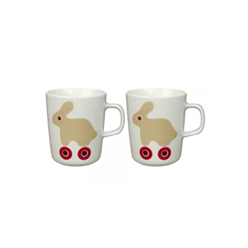 Marimekko Rulla Mug 2,5 Dl 2 unidades; 8 x 9,5 - blanco, beige claro, rojo Cover