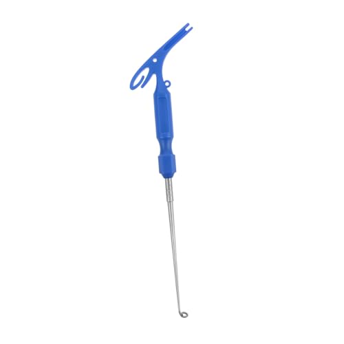 Abaodam Fish Hook Remover Tool Durable Stainless Steel Dehooking Knot Tying Device for Removal in All Fishing Scenarios Blue Handle