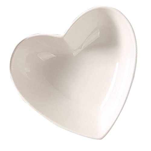 BESTonZON ハート型セラミックディッシュ スナック皿 調味料用ディップボウル 純白 製 安定構造 ホーム レストラン パーティー用