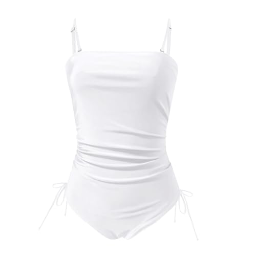 Women Strapless One Piece Swimsuit Tummy Control Bandeau Bathing Suit Swimwear,Swimming Costume Women White - Image 2