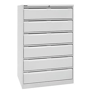 BISLEY Karteischrank, dreibahnig DIN A5, 6 Schubladen, Metall, 645 Lichtgrau, 62.2 x 80 x 132.1 cm