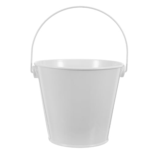 HIAKDOFT Secchio per Olio da Griglia in Metallo Bianco con Manico 8x10,5x12 Cm, Contenitore per Grasso da Cucina e Barbecue, Stabile e Facile da Pulire, per Barbecue all’Aperto, Feste